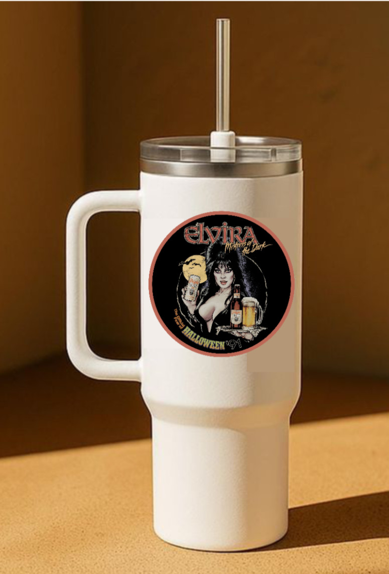 Halloween – Elvira Fright Light Beer – 4" Decal Car Cooler Laptop Decor Tumbler