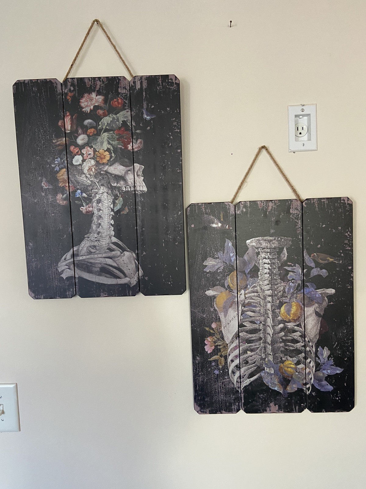 12×16 Flooreal Gothic Wall Art Home Decor Skeleton, a set of 2