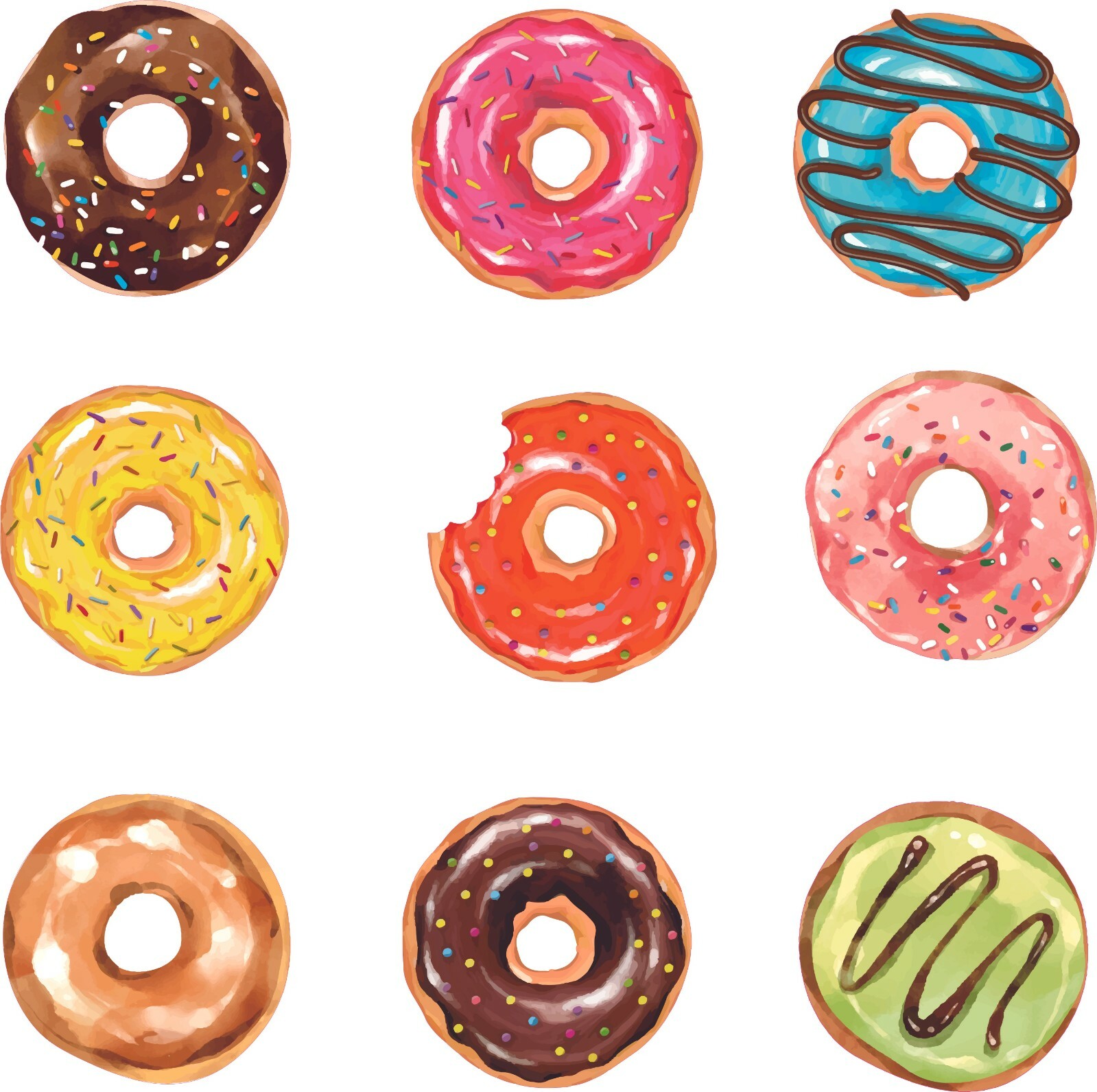 Removable Kids Bedroom Multi-colored Donuts Decor Design Vinyl Wall Decal 9×20