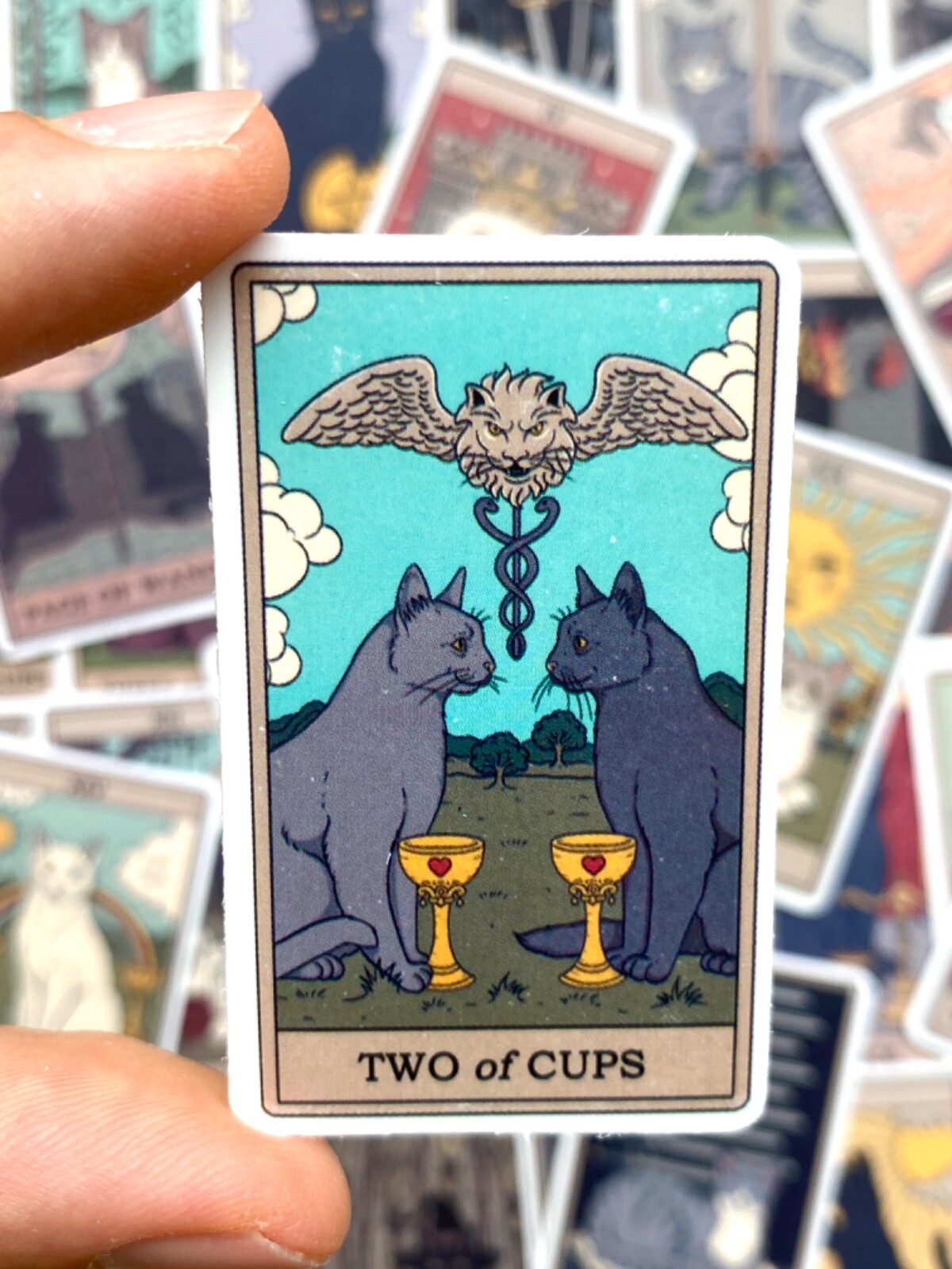 5-78 pcs Tarot Card Stickers, Retro Cat Zodiac Astrology Horoscope Laptop Decals