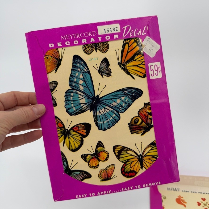 Meyercord VTG Decorator Decal Sheets –2 Sheets– Butterflies & Floral/Chickens