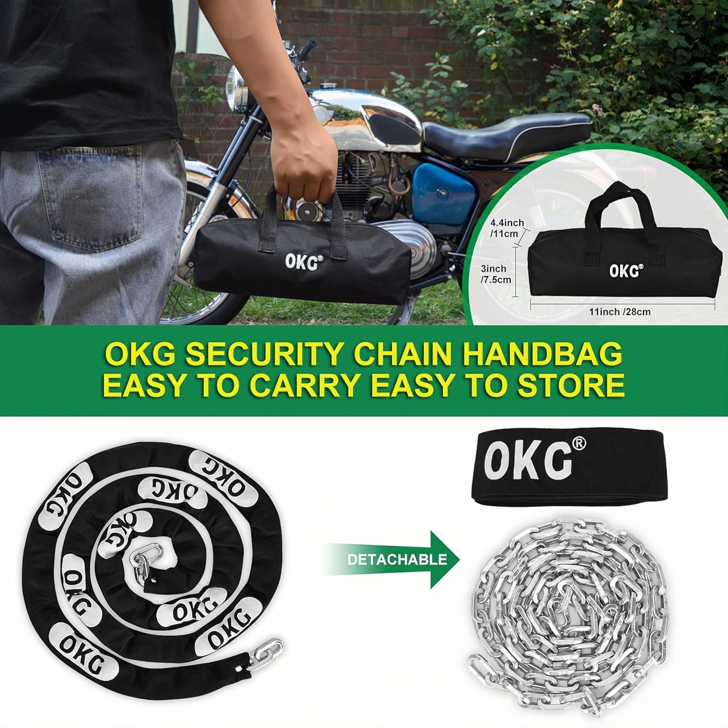Heavy Duty Security Chain, 10ft x 5/16in (8mm) Thick, Anti-Theft & Cut-Proof …
