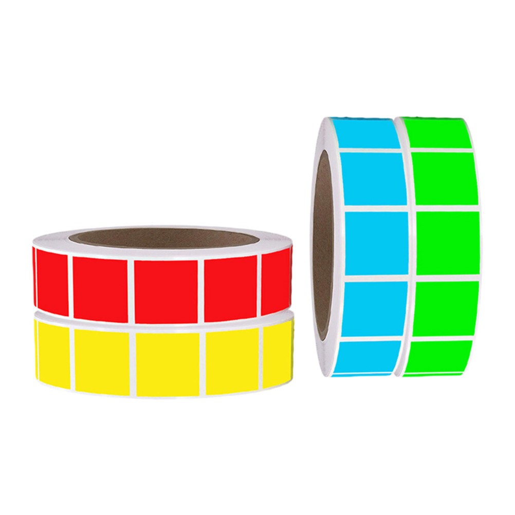 4 Rolls Adhesive Color Coding Labels: 1 X 1 Inch Removable Colored Labels