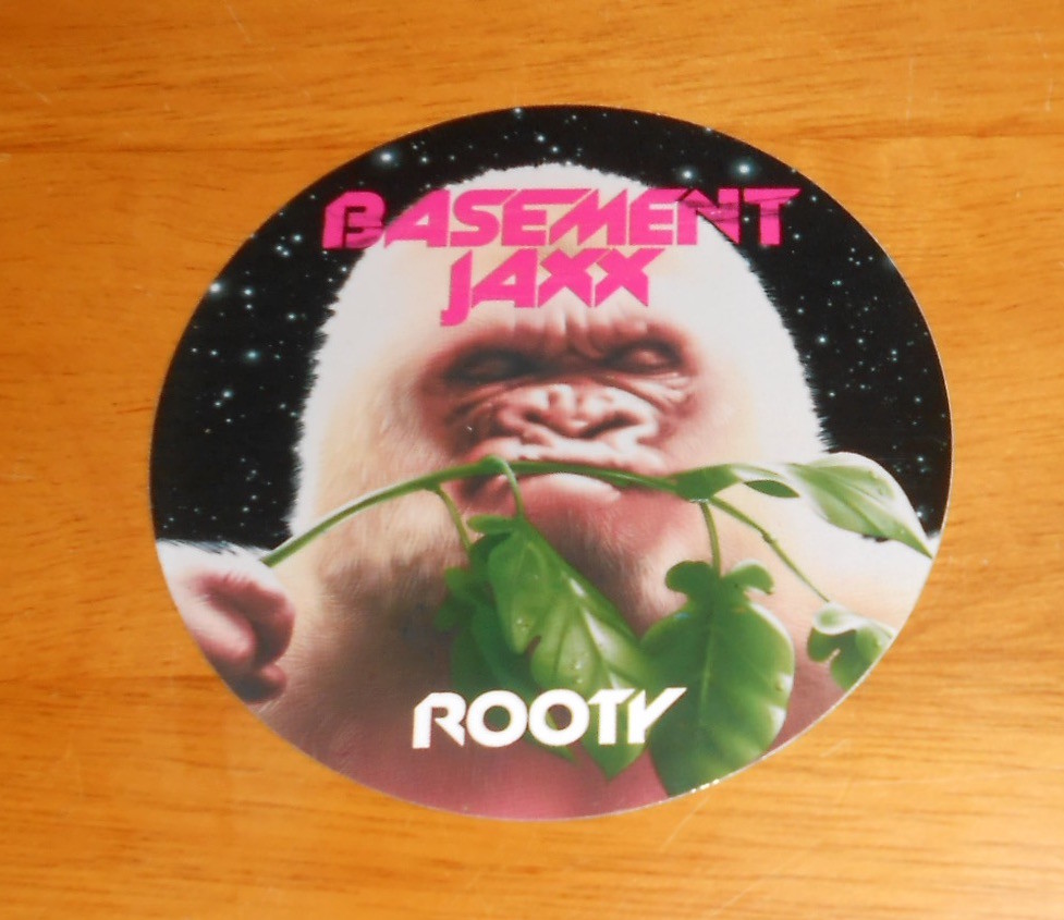 Basement Jaxx Rooty Sticker Original Promo Albino Gorilla (circle) 3.5“