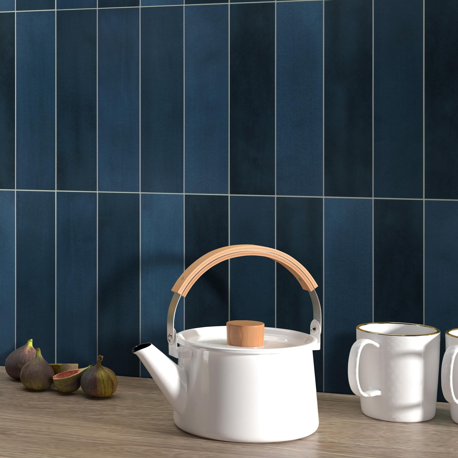 16-Peel and Stick Backsplash Tile, 9" x 9" Stacked 3D Handmade Looks Square A…