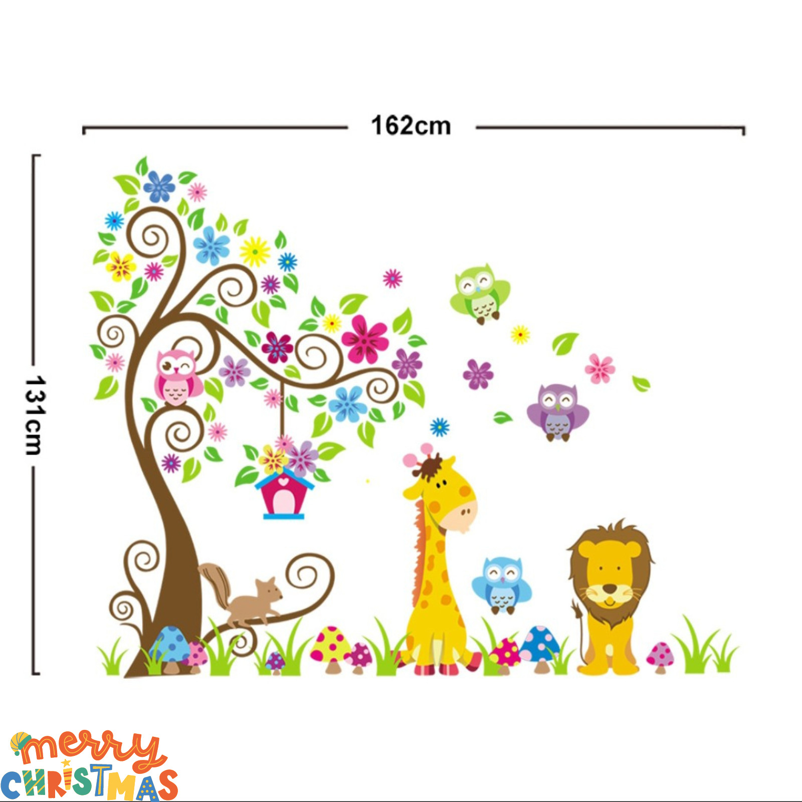 Multi Color Animals Giraffe Animals Theme Wall Art Decal Sticker Decoration for