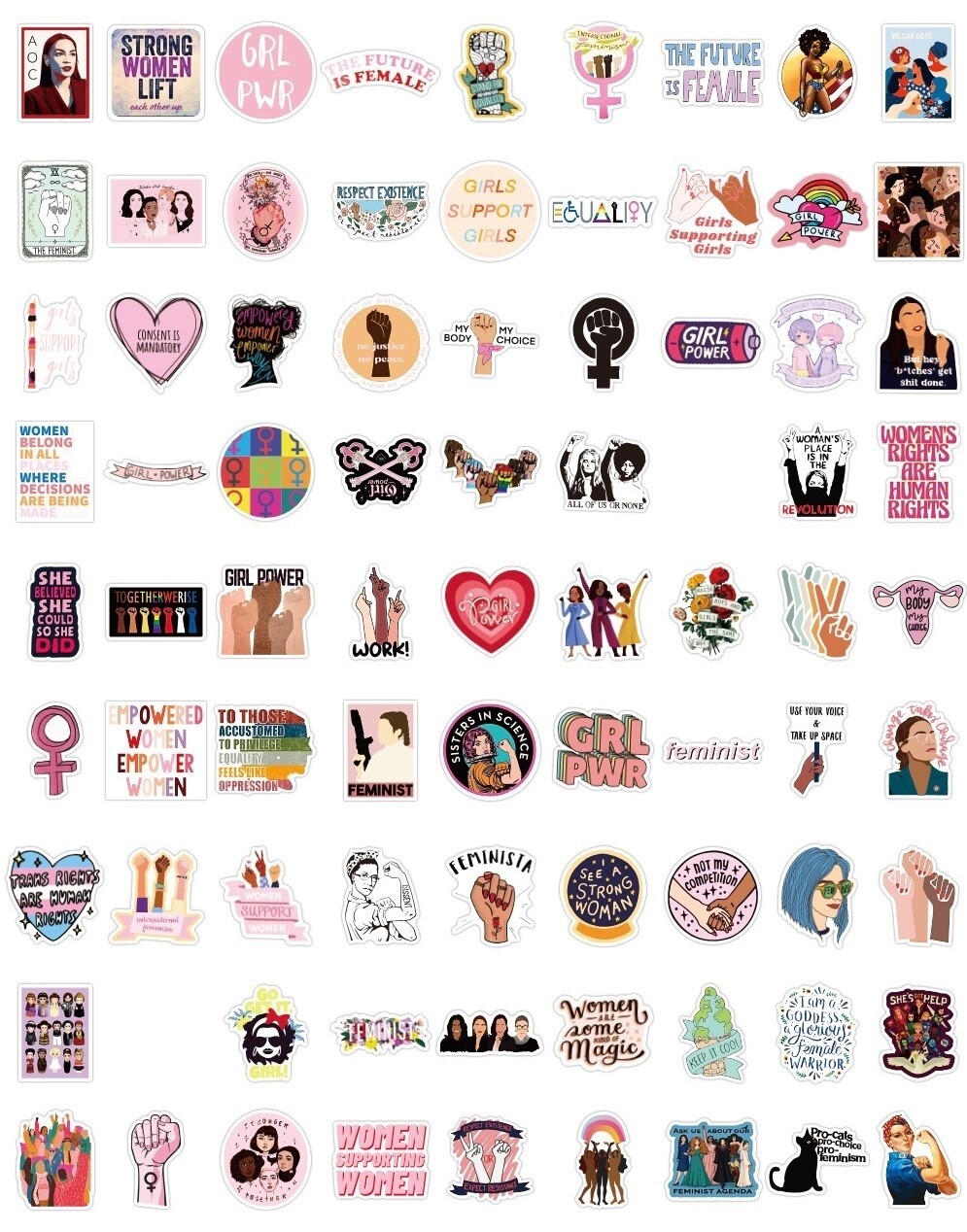 200pcs Feminist Stickers, Pride Queer LGBTQ Feminism GIRL POWER Equality,#055183