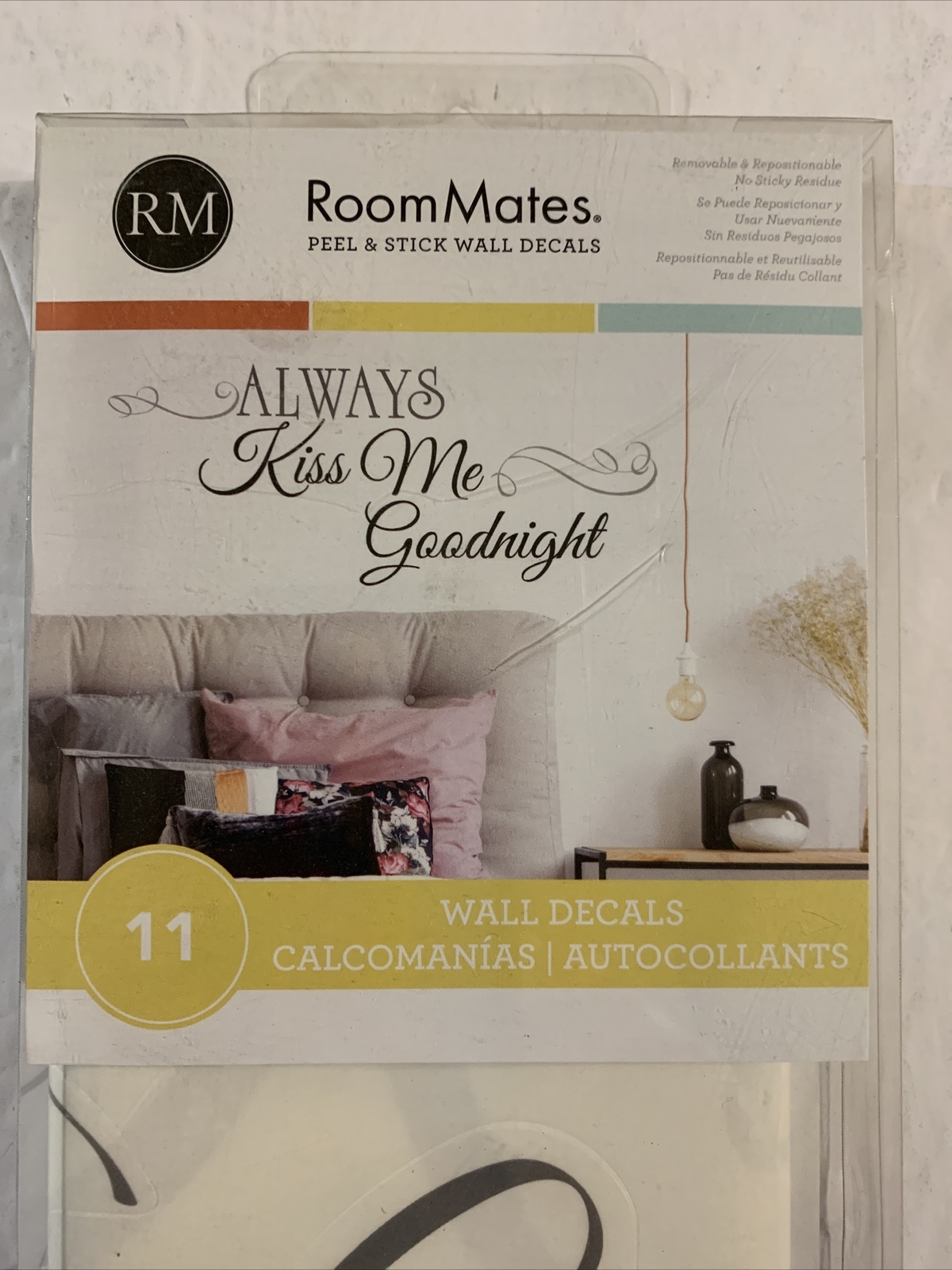 Always Kiss Me Goodnight Wall Decals Easy Remove Reusable Stickers Room Decor