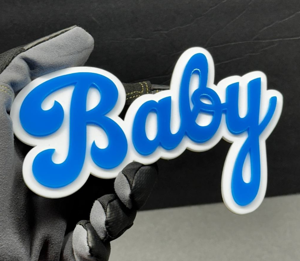Custom Acrylic Car Badge – Laser Cut Multi Color Emblem with Personalized Text