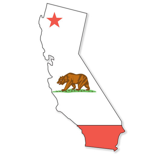 CALIFORNIA State Map Flag bumper sticker decal 6" x 3"