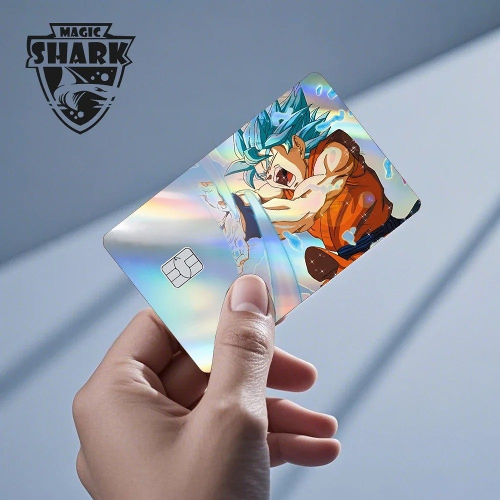 Magic Shark Holographic Credit Card Sticker Goku Vegeta Skin Cover New