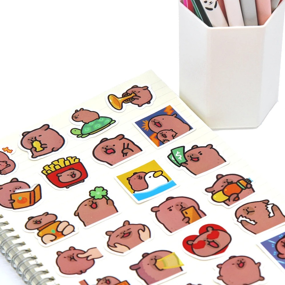 100pcs Cute Capybara Stickers Waterproof Cartoon PVC Decals for Laptop