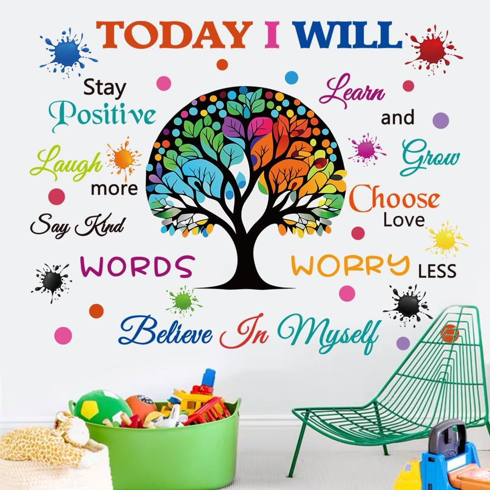 Colorful Inspirational Wall Decals Motivational Quote Today I Will Wall Stickers