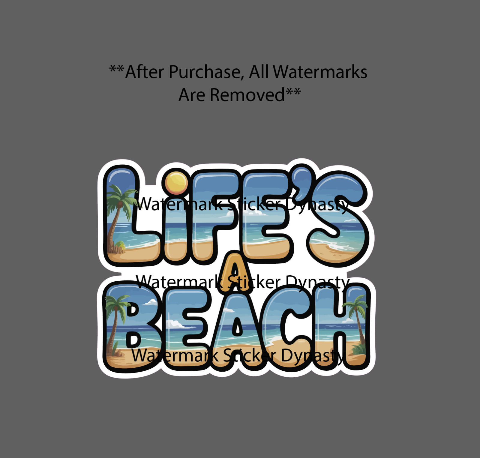 Life's A Beach Sticker Waterproof Decal Quote Summer Ocean Travel Gift NEW