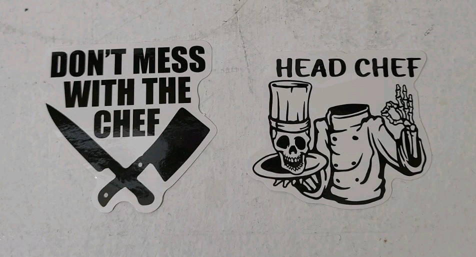 Set Of 8 Vinyl Chef Stickers Decals Skull Halloween Water Bottle Laptop Gift