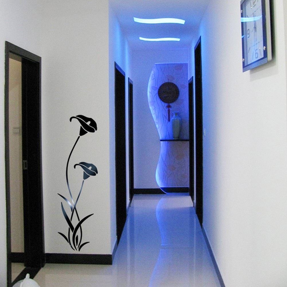 3D Mirror Flower Sticker Art Design Decal Wall Decals Home Decor Removable