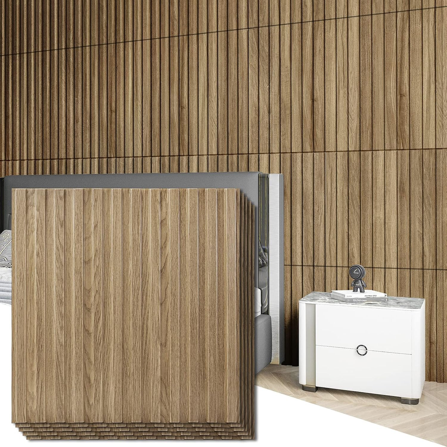 12-Pack Slat Design 3D Wall Panels for Interior Wall Decor, 2X4 FT PVC Decorativ