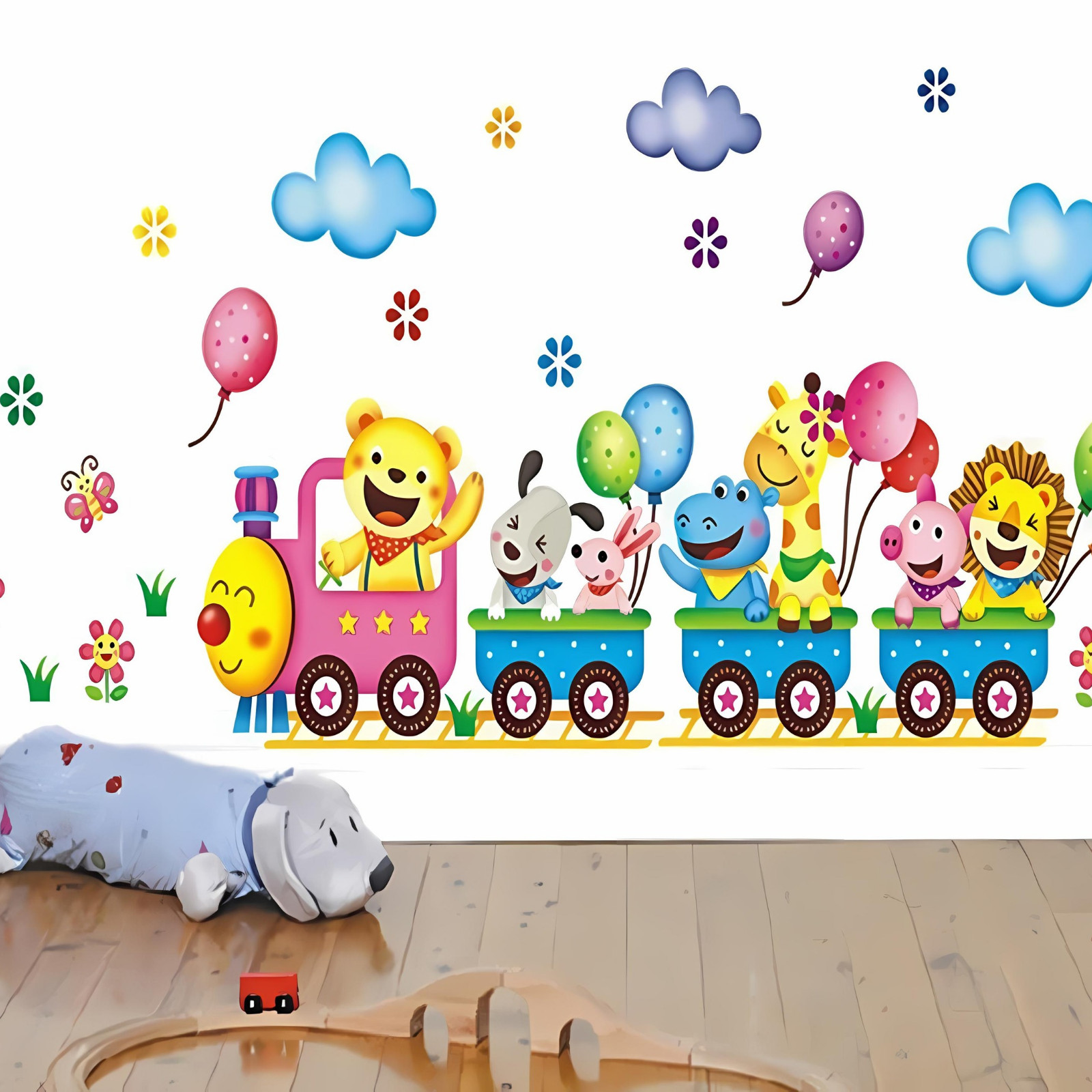 Animals DIY Train Wall Sticker for Kids Baby Room Nursery Home Decor Mural Art S