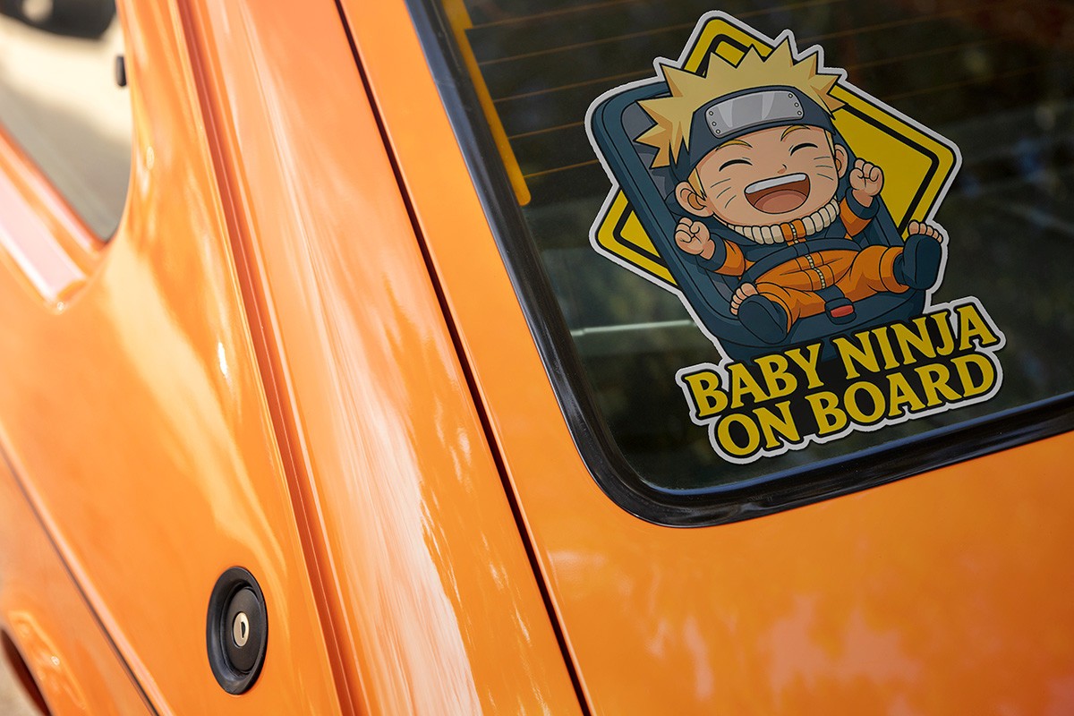 Naruto Baby On Board Decal – Glossy Vinyl Sticker – 6.75” × 7.75” – Weatherproof