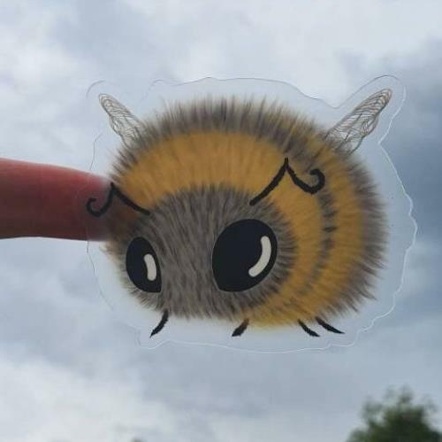 3 Inch Clear Bee Sticker. Bumble Bee. Honey Bee Sticker. UV indoor and outdoor S