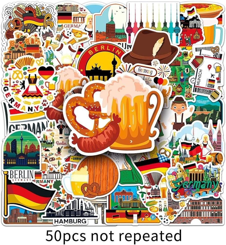 Stickers |50Pcs German Waterproof Vinyl Decals | Removable Reusable Peel & St…
