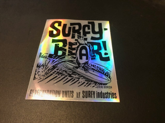 Surfy Industries SurfyBear CUSTOM 4×3 Silver Metallic STICKER