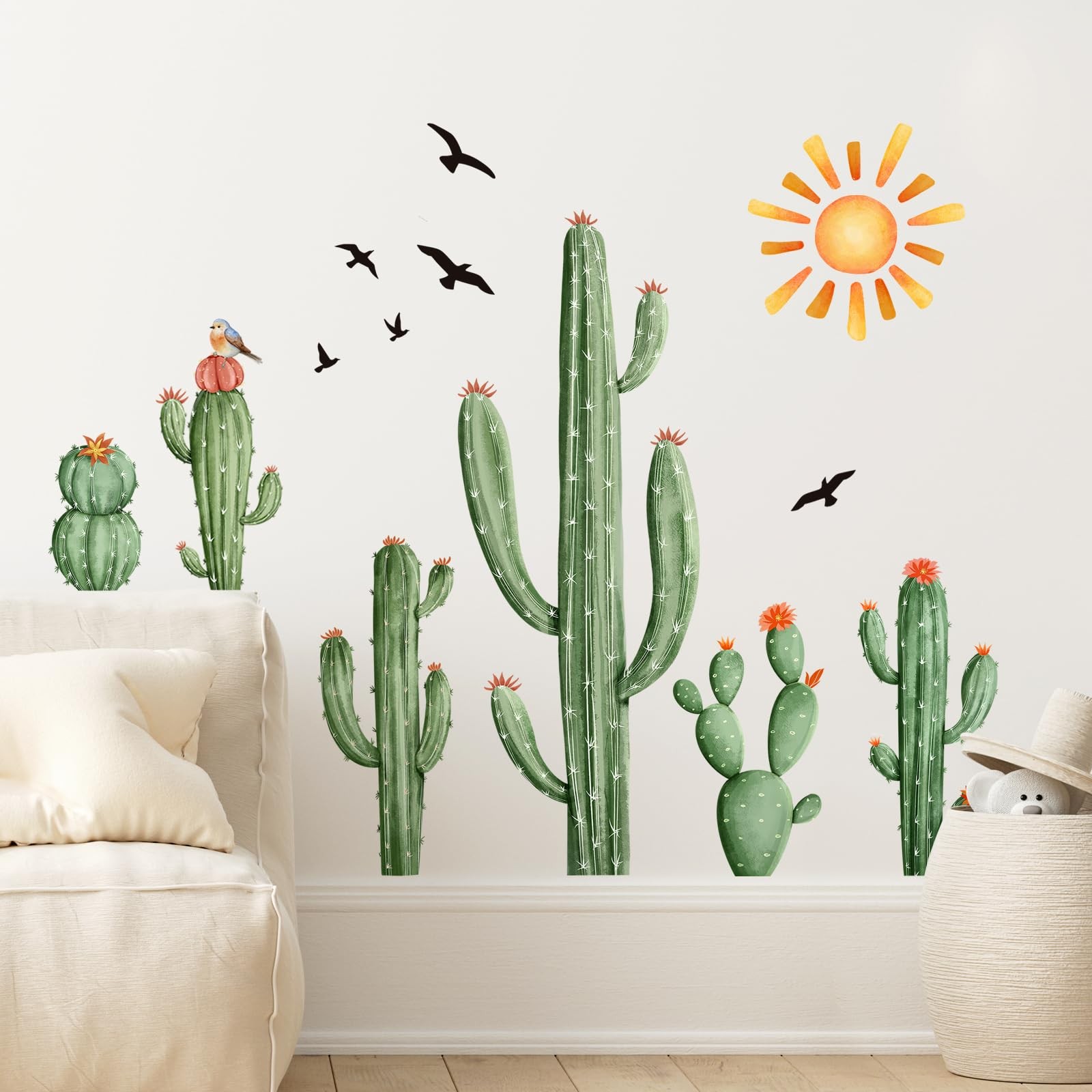 Supzone Cactus Wall Decals Tropical Green Plants Boho