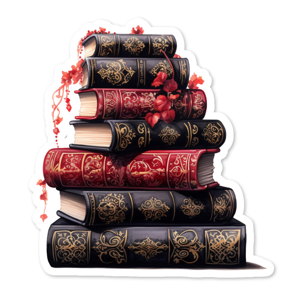 Stack of Books Vinyl Sticker , Scrapbook, Water Bottle, Laptop, Collectible