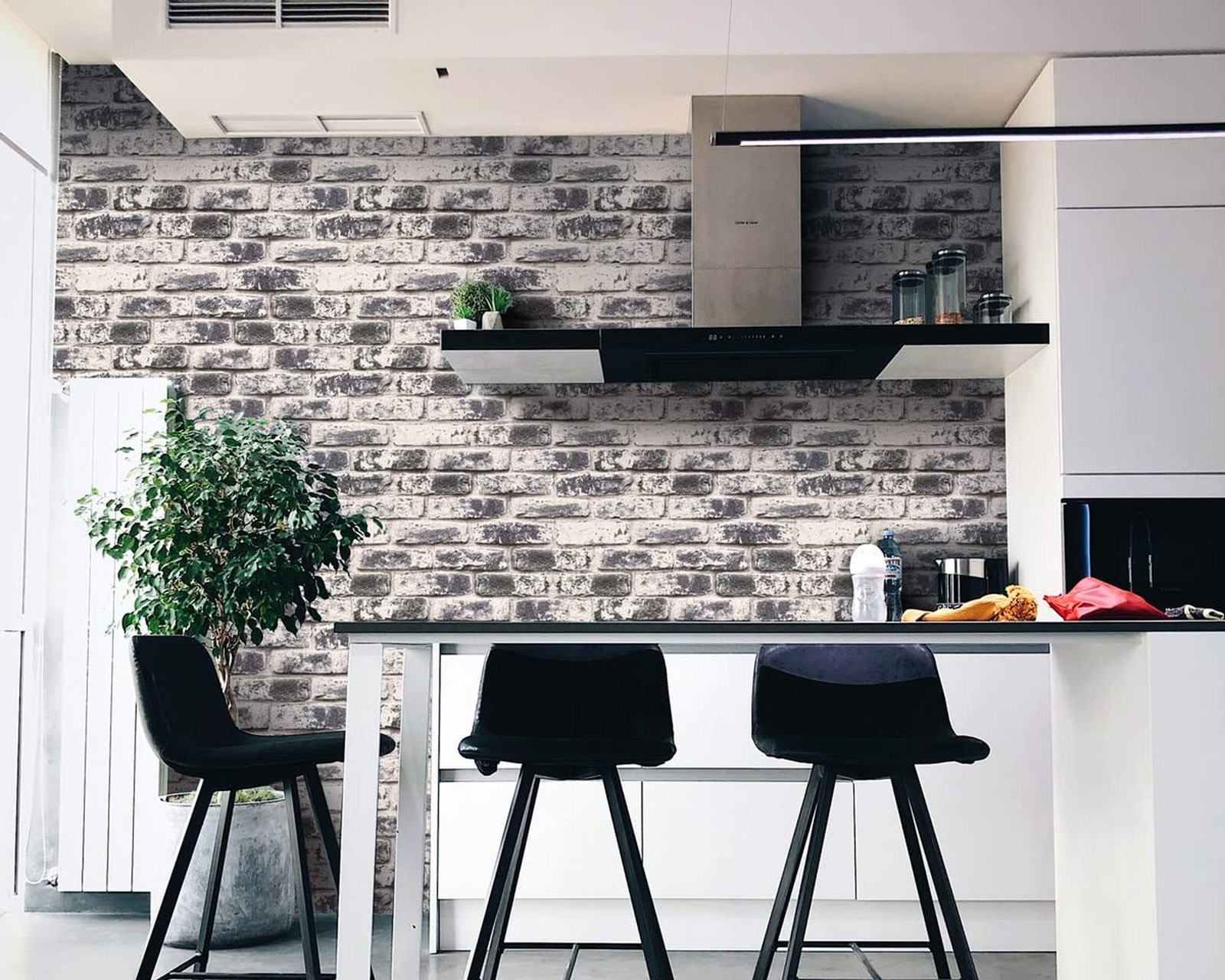 Cohoo Home Grey Brick Wallpaper Peel and Stick Contact Paper for Walls Self-A…