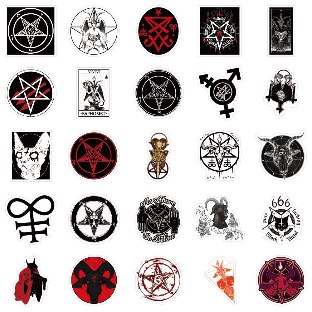 20 Random Satanic Stickers Devil 666 Decals Skull Satan Horror Red Free Shipping