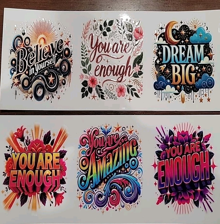 UV DTF Encouraging Words Quotes Dream Big Believe 12 Pc Decals Sticker Set