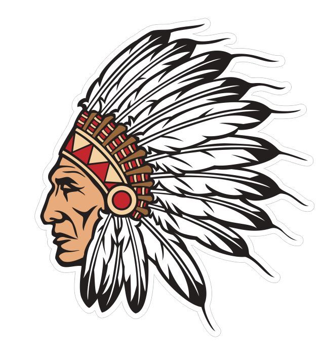 Indian Chief Head with headdress Sticker Stickers A457