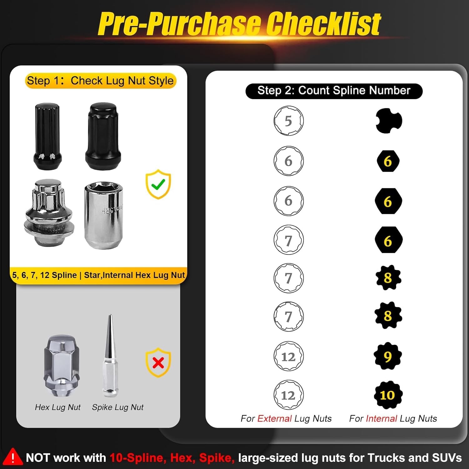 16-Piece Locking Lug Nut Master Key Set | 5, 6, 7, 12 Spline Socket Set, Star an