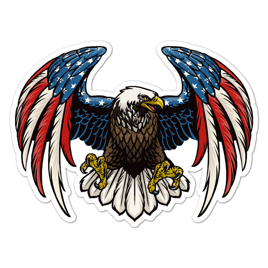 USA American Flag Eagle, Vinyl Decal Sticker, Indoor Outdoor, 3 Sizes, #9899