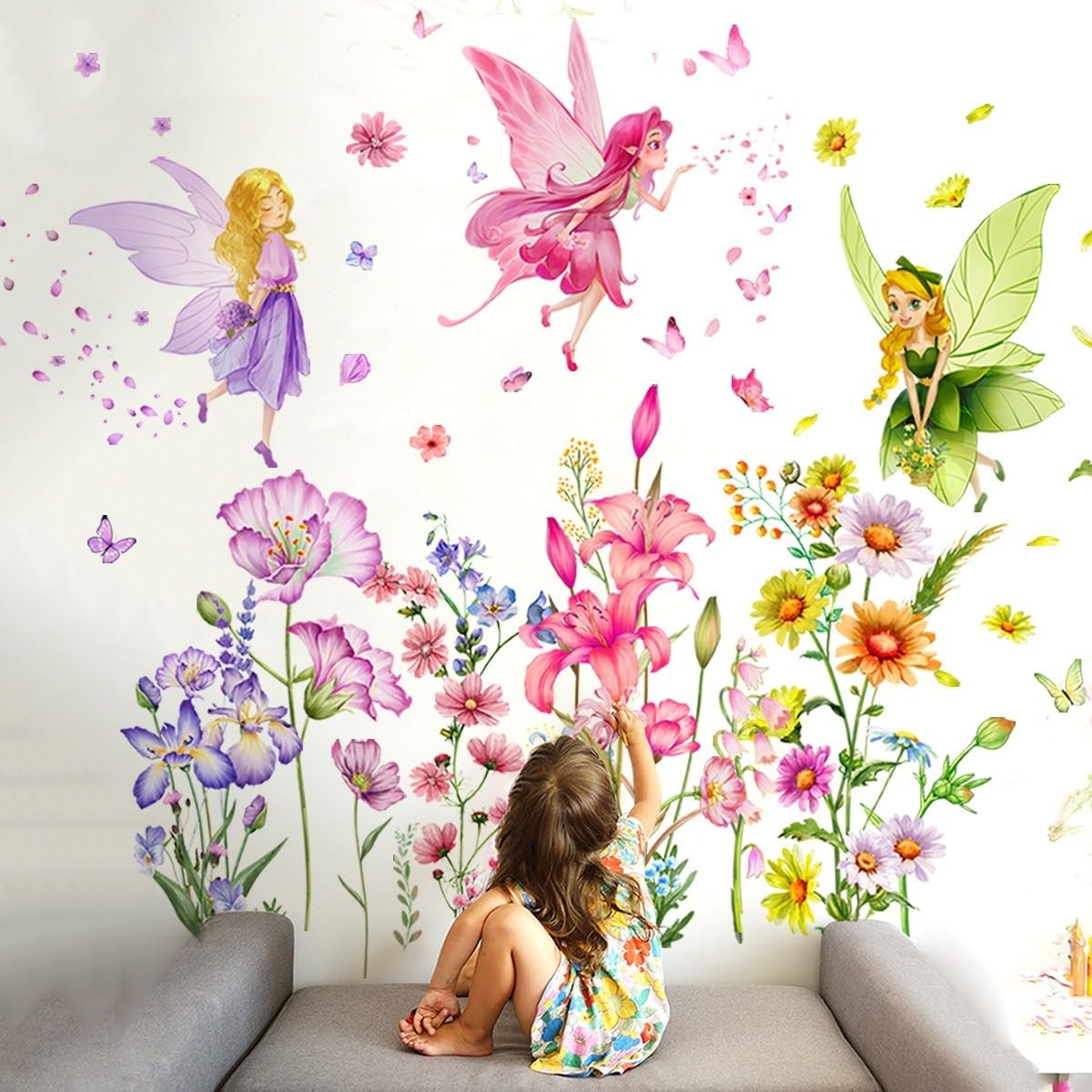 Fairy Wall Decals Fairy Flower Wall Decor Stickers 59×37.4 Inches Baby Nurser…