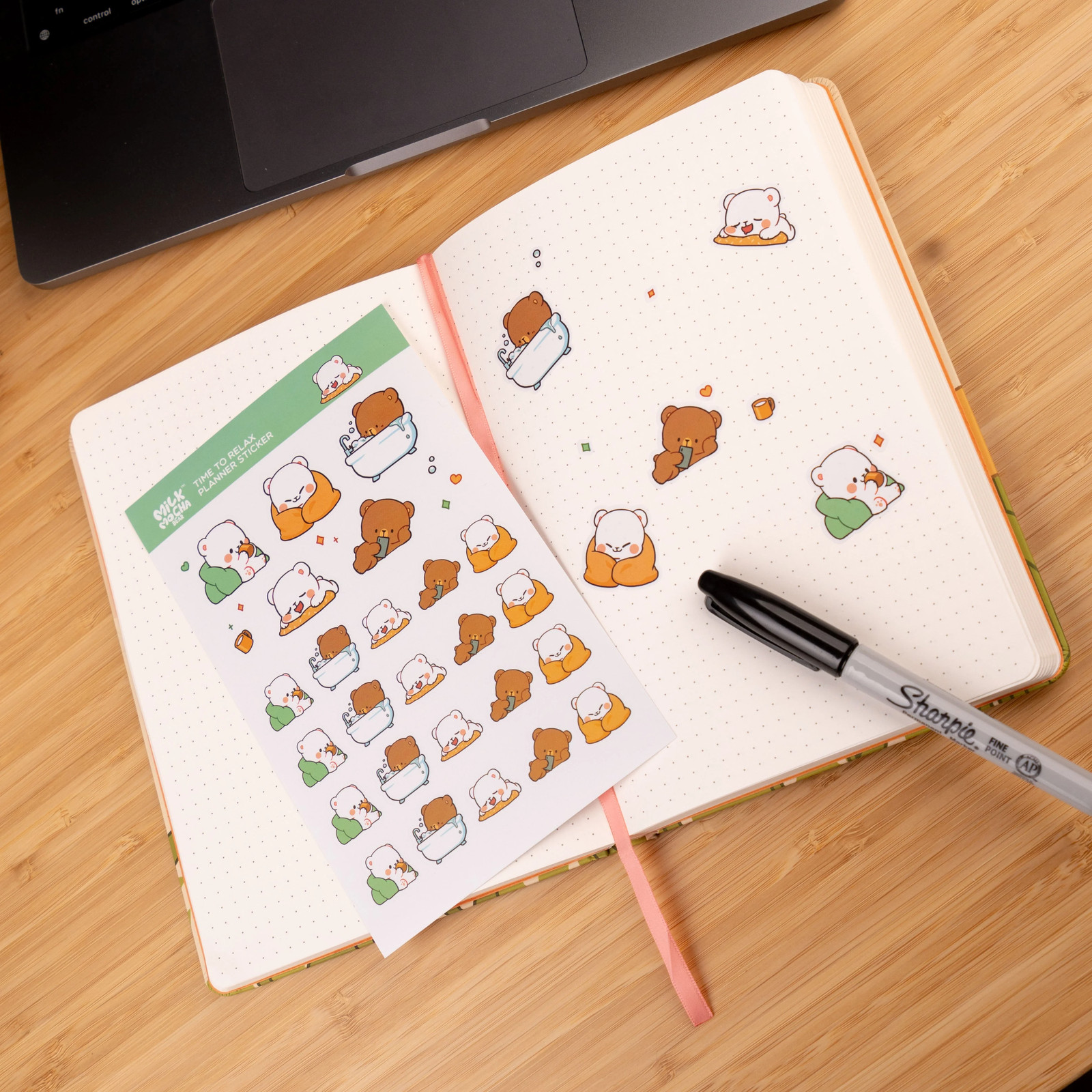 Milk Mocha Bear: Time to Relax Planner Sticker Sheets NEW