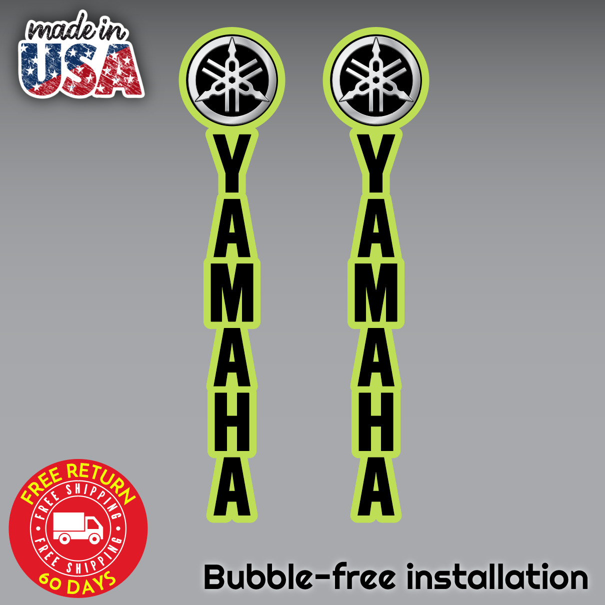 2X YAMAHA Vert Green Decal Sticker Truck Jet Ski Boat Motor Bike