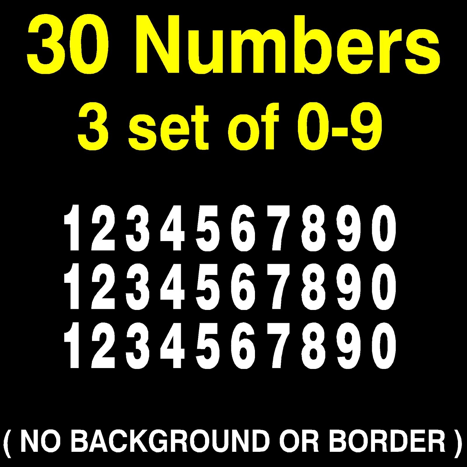 0-9 Numbers Vinyl Sticker Decal, Tool Box Locker Mailbox, 3 set of 10 numbers
