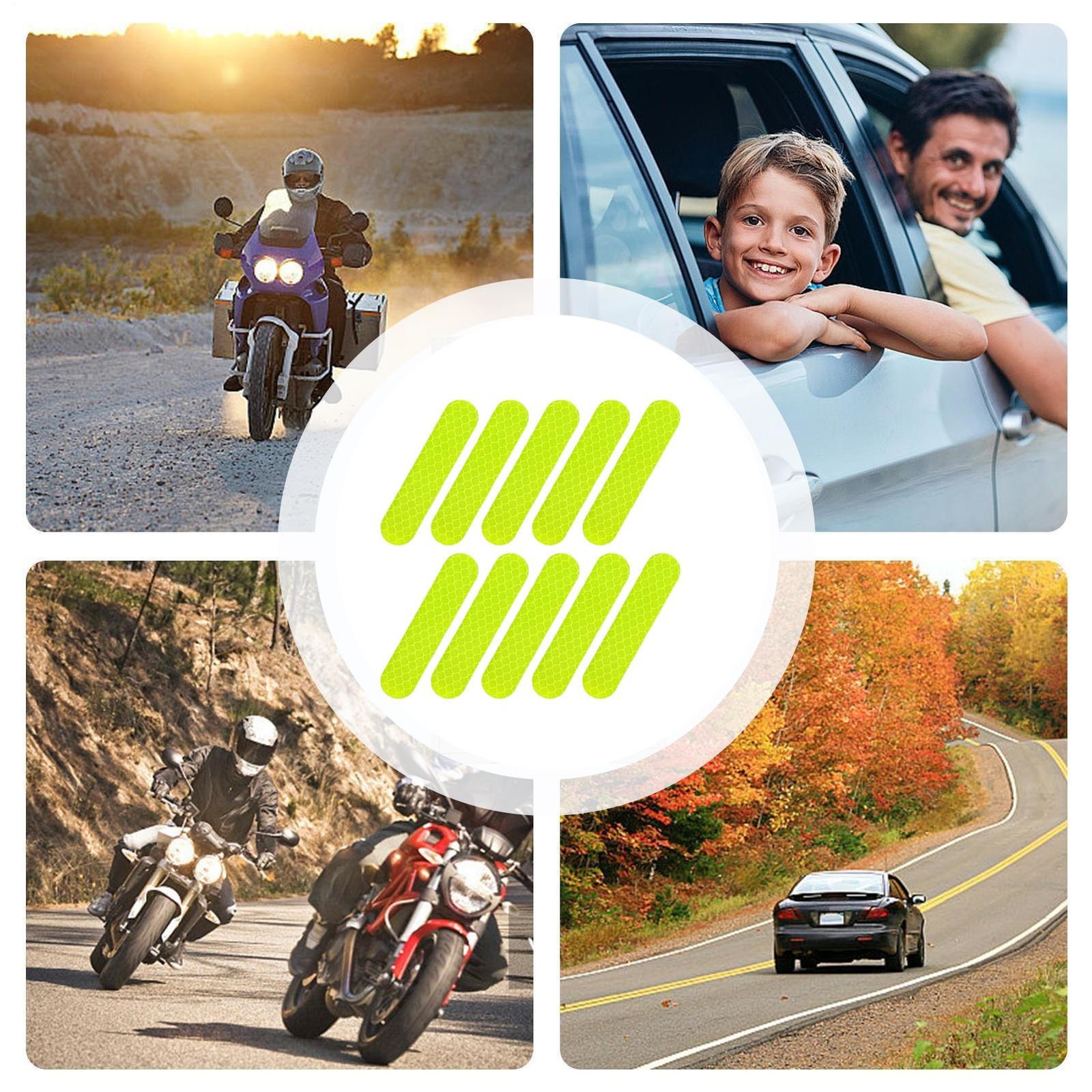 10x Motorcycle Helmet Reflective Stickers Reflective Tape Decal For Helmets Bike