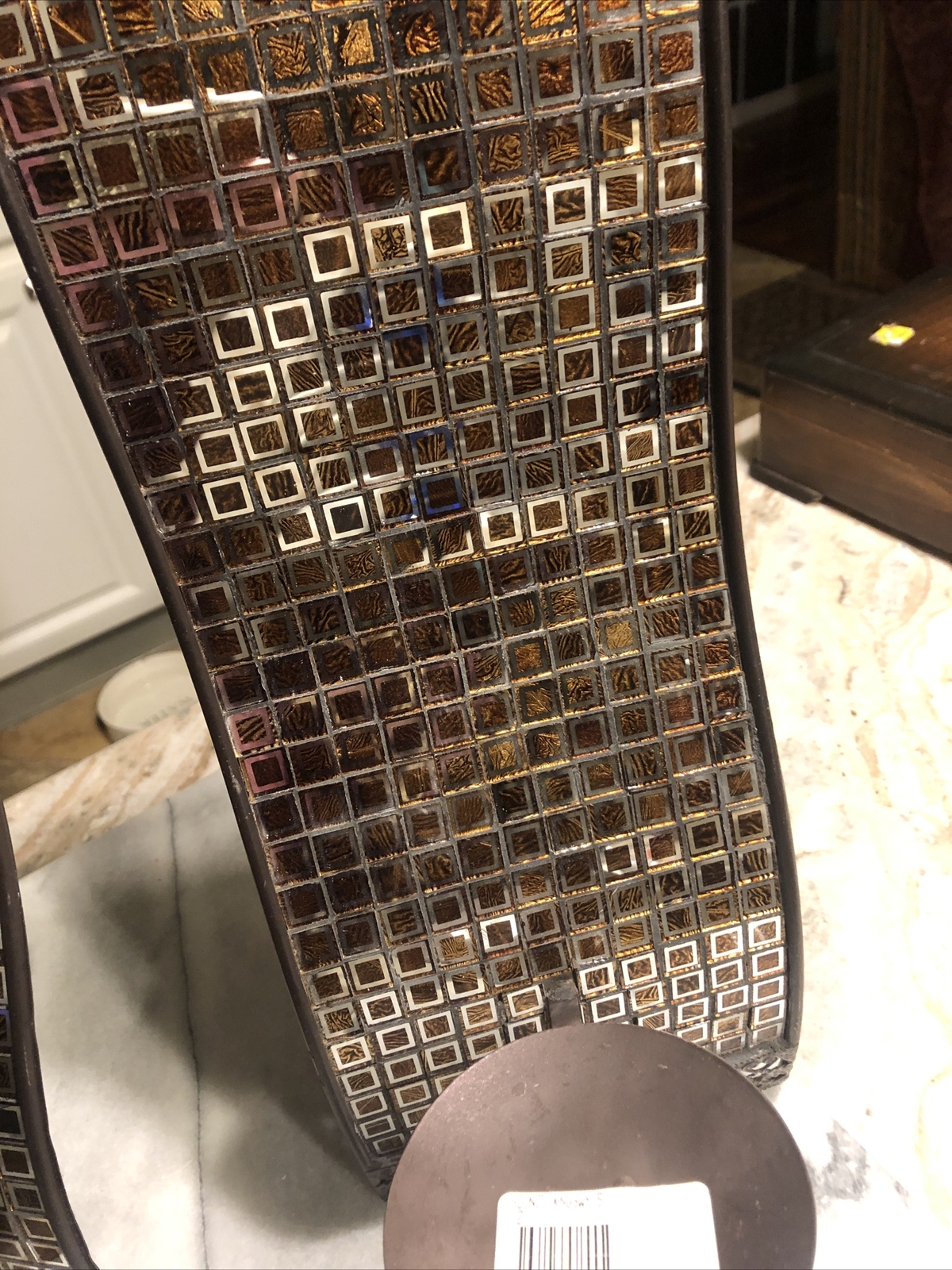 STUNNING PAIR OF MOSAIC GLASS STYLE BRONZE WALL SCONCES-NEW