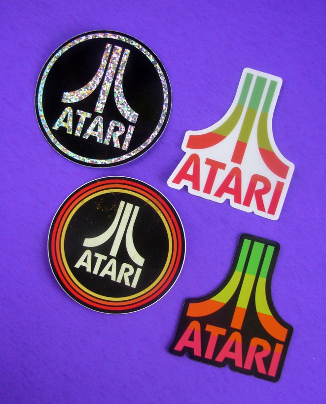 Atari Logo Sticker & Magnet Set Glitter Transparent Decal Retro Video Gaming