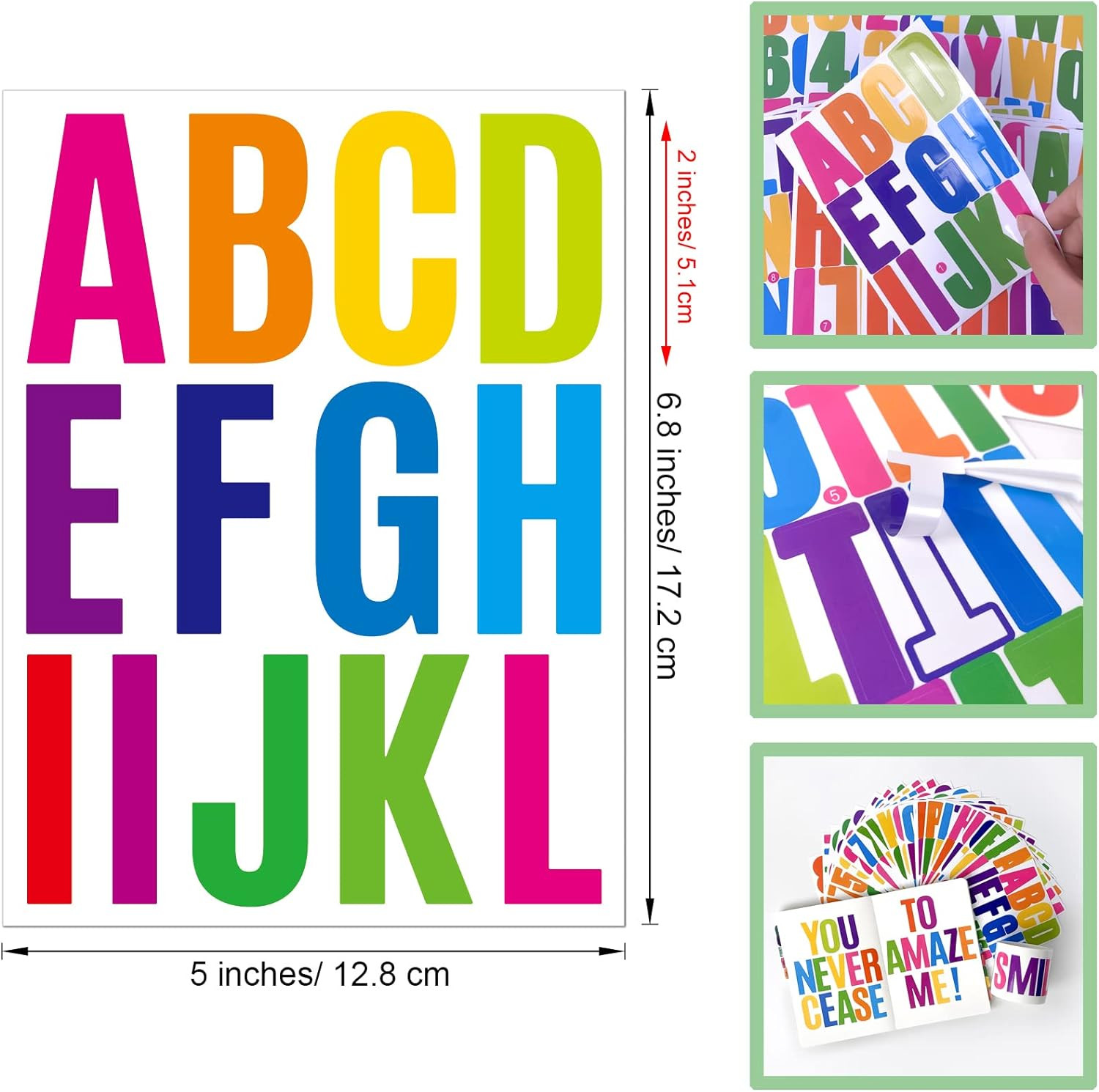 24 Sheets 2 Inch Self Adhesive Letters Stick on Vinyl Letters Capital Letter Sti