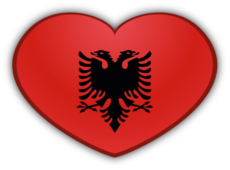 Albania Glossy Heart Flag Car Bumper Sticker Decal