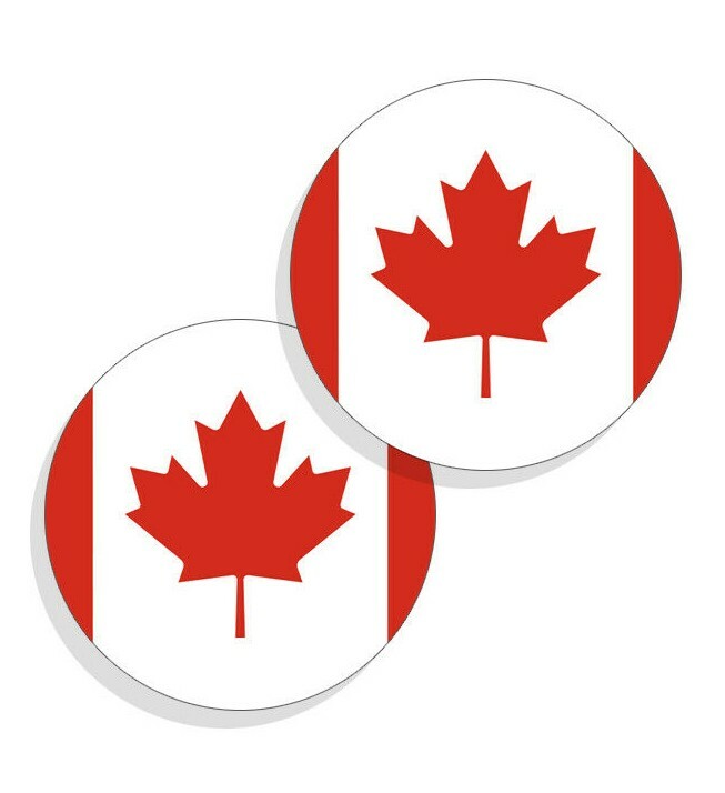 Canada Flag Stickers Flag Decals Vinyl Stickers Indoor Outdoor Round 4 pack