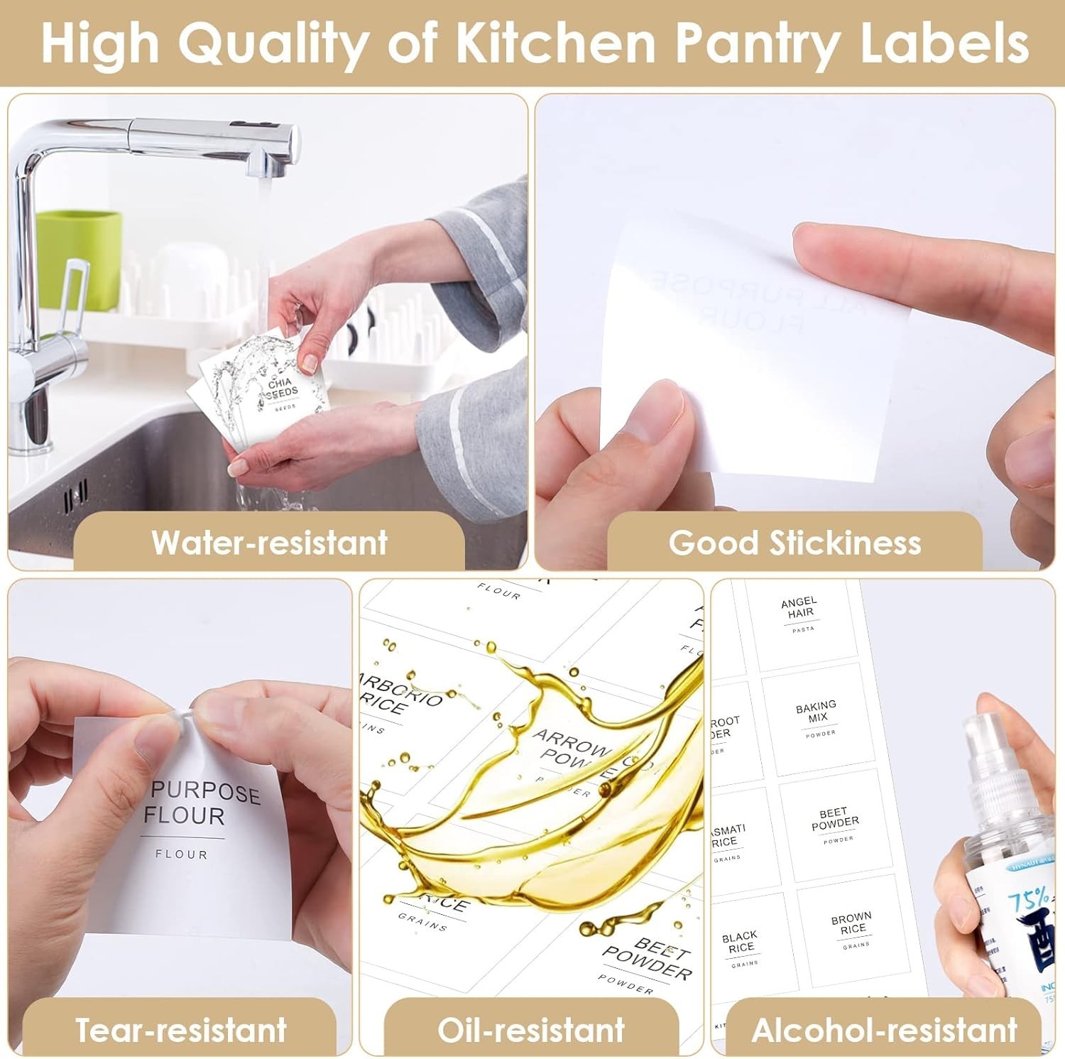 434 Pcs Minimalist Waterproof Kitchen Labels – Perfect for Home Organization