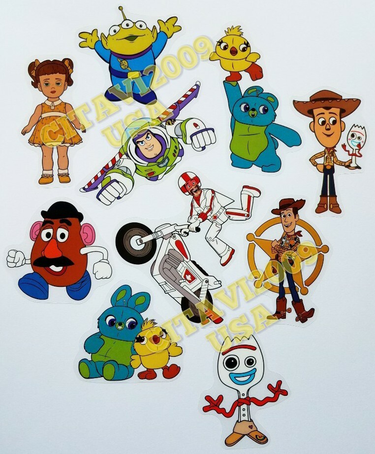 TOY STORY 4 STICKER SET OF 10 WOODY, JESSY, BUZZ LIGHT DECAL WATERPROOF CARTOON