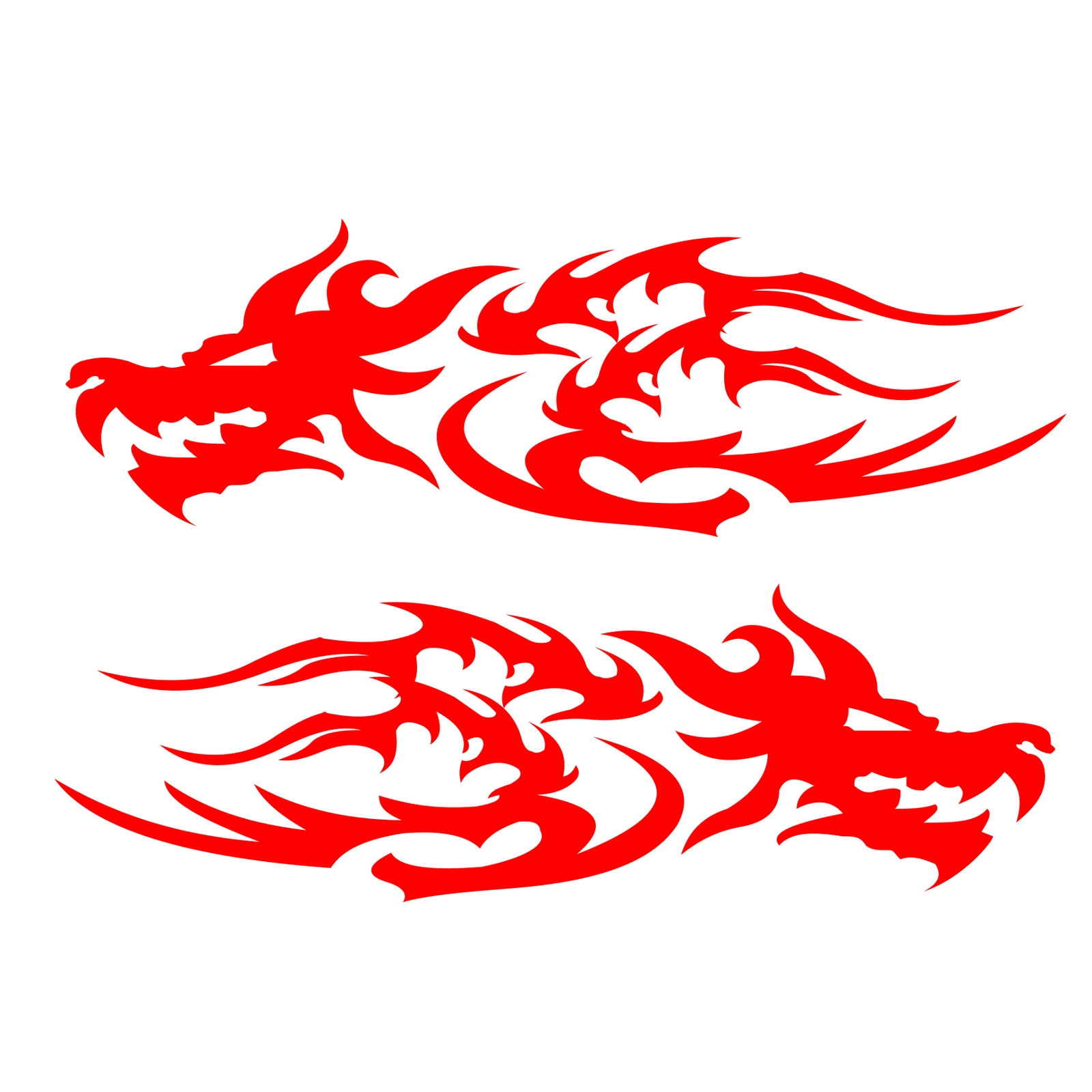 Two Large Dragon Tribal Flame Vinyl Decals 22" x 7" ea – Select Color
