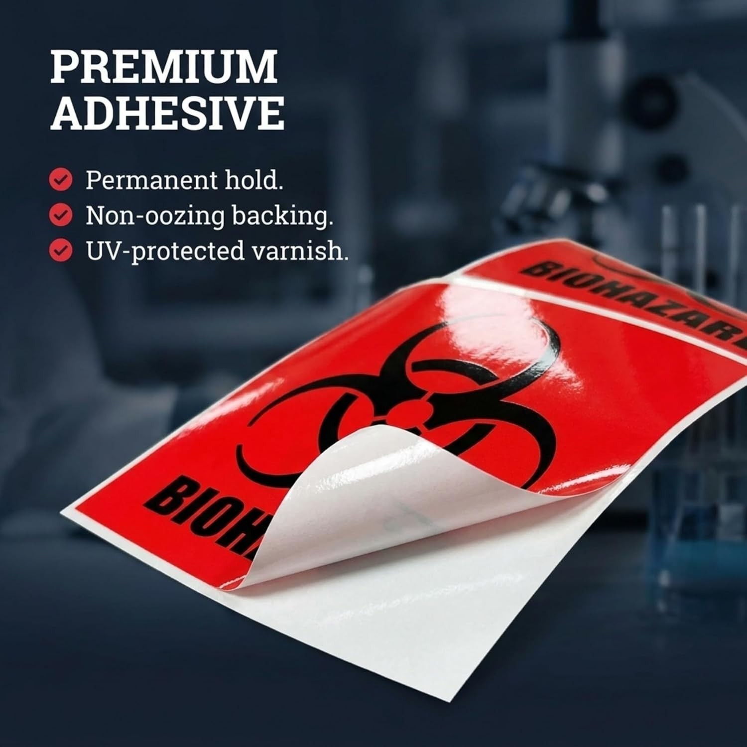 Bright Red 2" x 2" Biohazard Labels – 250 Durable Stickers for Labs & Hospitals