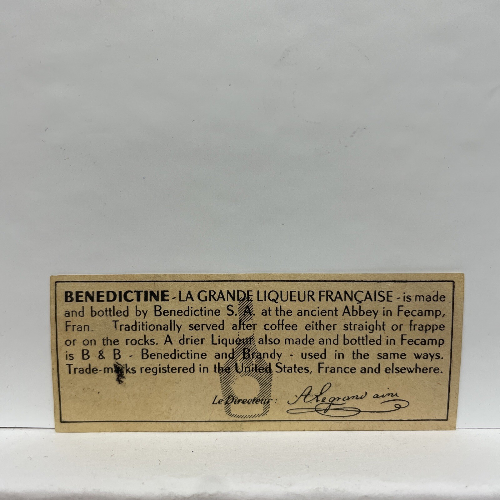 Lot 2 D.O.M. Benedictine Liqueur Label – S.A. Fecamp France