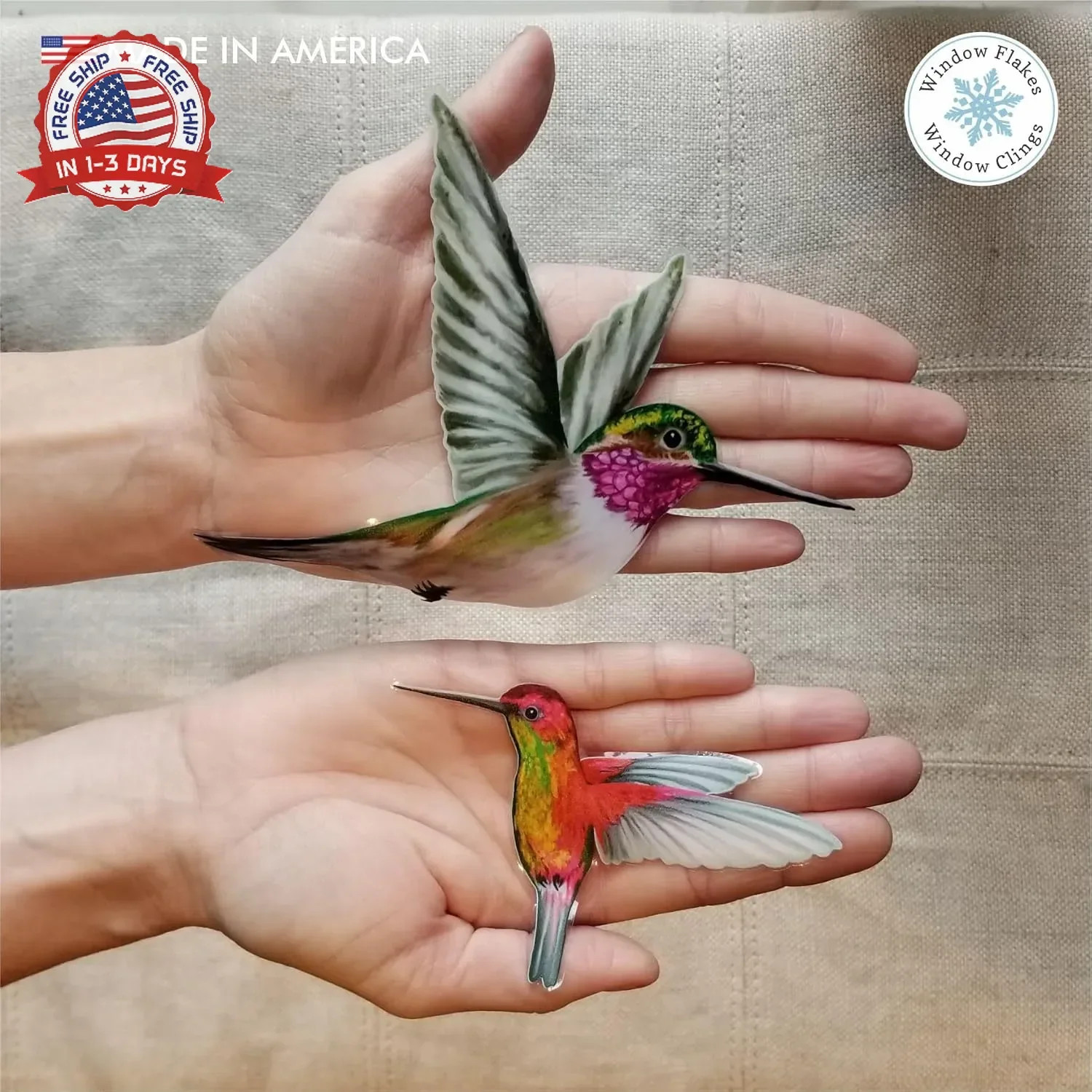 4-Pack Hummingbird Window Clings – Anti-Collision Bird Strike Decals for Glass S